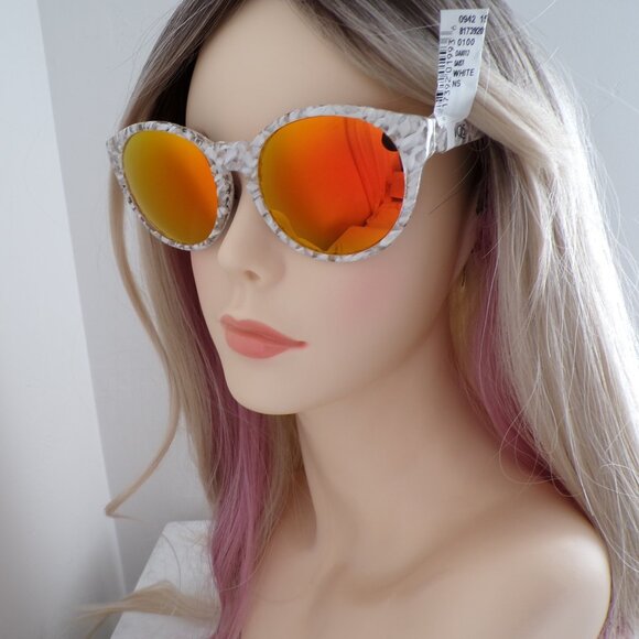AQS Very Rad Orange Mirror Shades, White Transparent Summer NWT 53mm DAISY main image 12